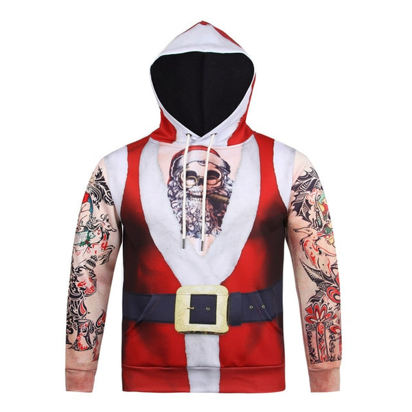 Funny Santa Claus costumes printed 3D hooded hoodies men new brand men's pullover sweatshirt hoody H34